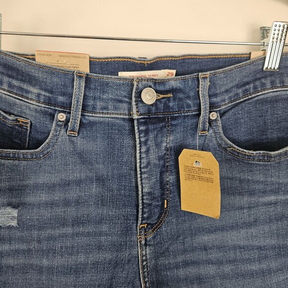 Levis Womens Blue Jeans Size 8 Medium 311 Skinny Shaping W29 L30 Distressed Deni - Picture 13 of 13